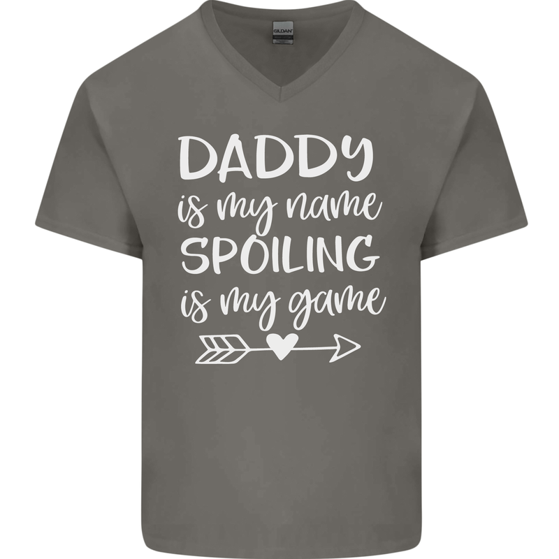 Father's Day Daddy Is My Name Funny Dad Mens V-Neck Cotton T-Shirt Charcoal