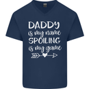 Father's Day Daddy Is My Name Funny Dad Mens V-Neck Cotton T-Shirt Navy Blue