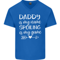 Father's Day Daddy Is My Name Funny Dad Mens V-Neck Cotton T-Shirt Royal Blue