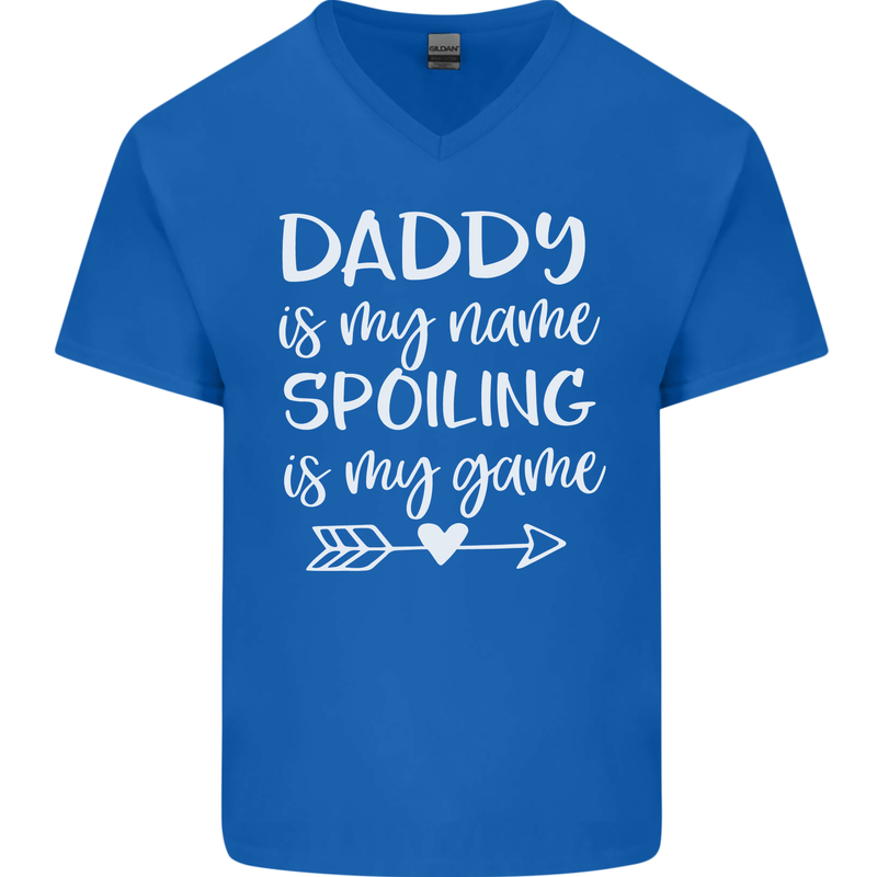 Father's Day Daddy Is My Name Funny Dad Mens V-Neck Cotton T-Shirt Royal Blue