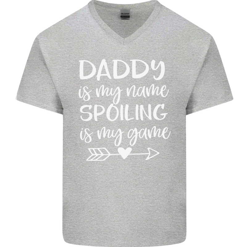 Father's Day Daddy Is My Name Funny Dad Mens V-Neck Cotton T-Shirt Sports Grey