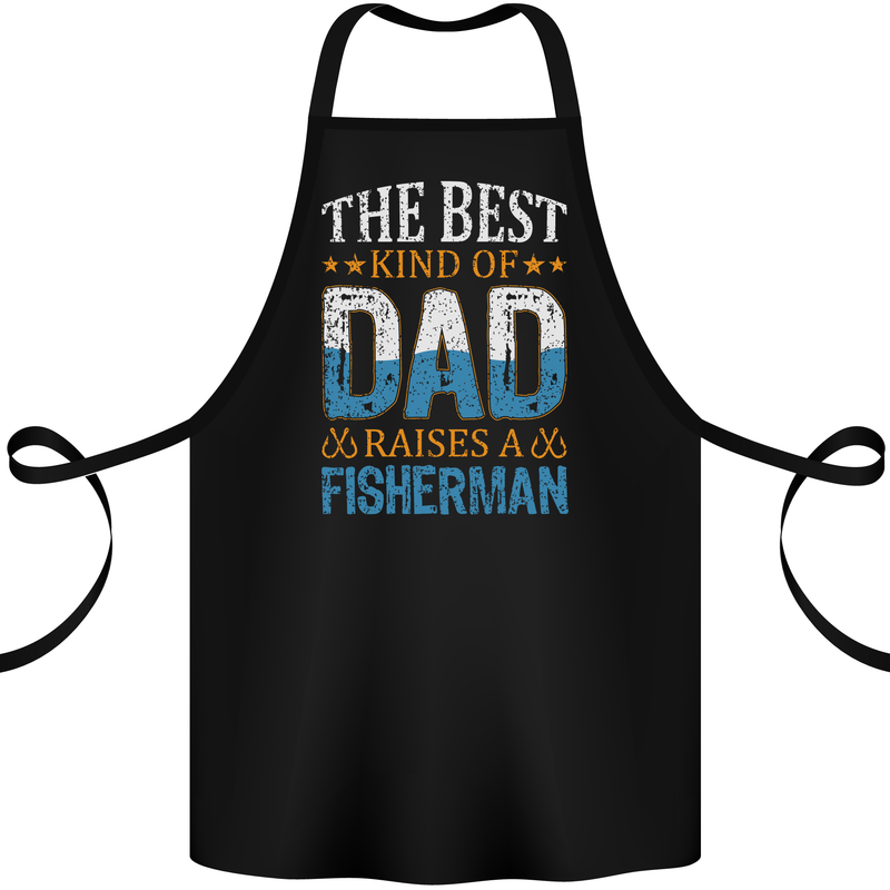 Father's Day Fishing Dad & Son Fisherman Cotton Apron 100% Organic Black