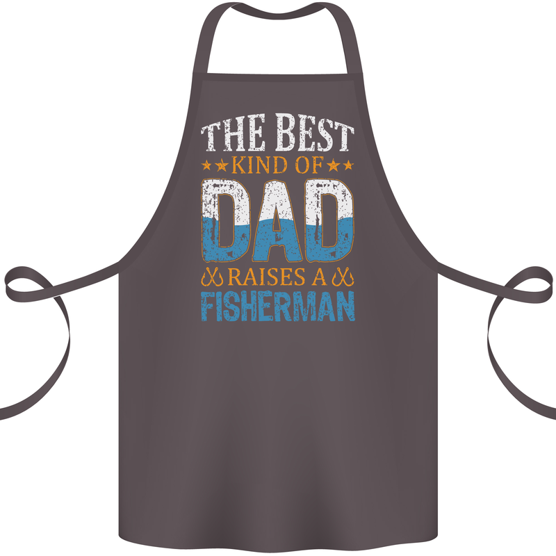 Father's Day Fishing Dad & Son Fisherman Cotton Apron 100% Organic Dark Grey