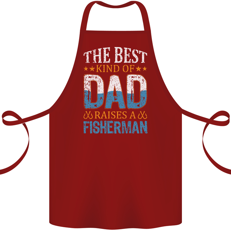 Father's Day Fishing Dad & Son Fisherman Cotton Apron 100% Organic Maroon