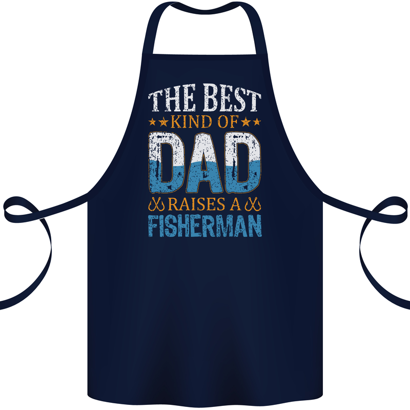 Father's Day Fishing Dad & Son Fisherman Cotton Apron 100% Organic Navy Blue