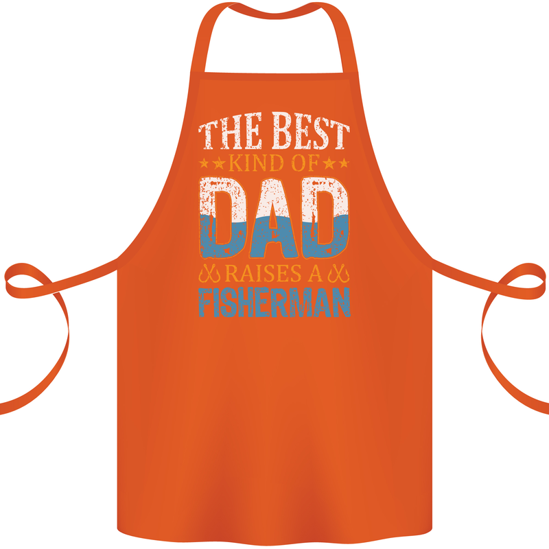 Father's Day Fishing Dad & Son Fisherman Cotton Apron 100% Organic Orange