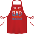 Father's Day Fishing Dad & Son Fisherman Cotton Apron 100% Organic Red