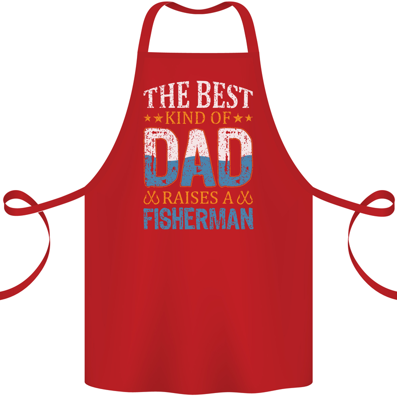 Father's Day Fishing Dad & Son Fisherman Cotton Apron 100% Organic Red