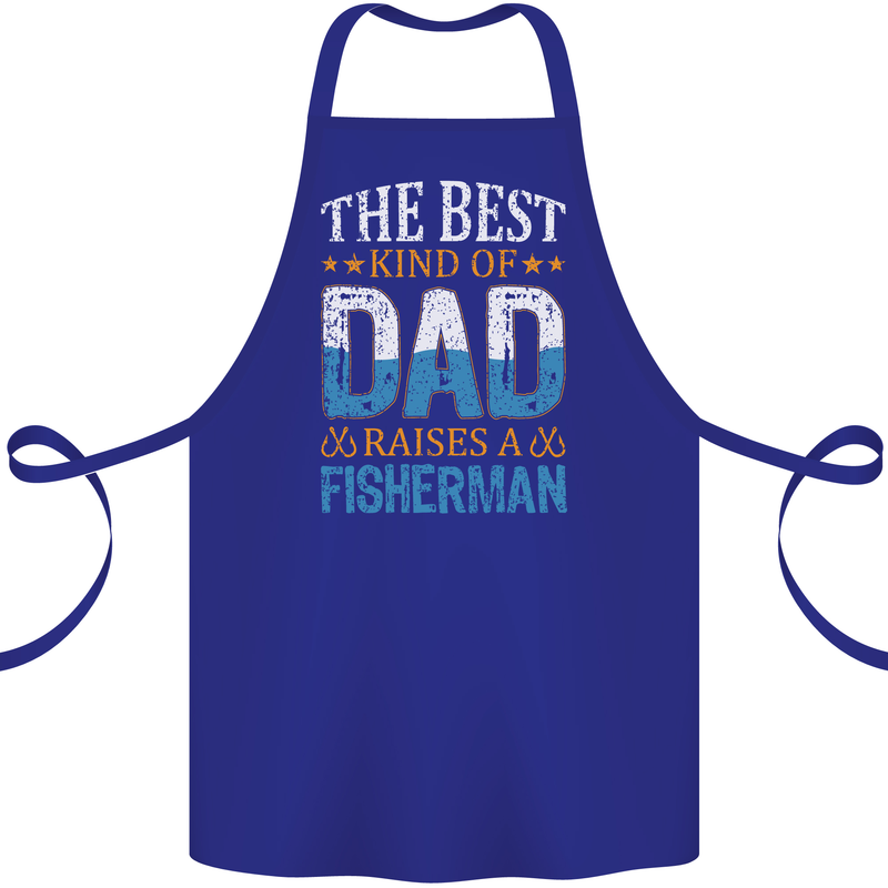 Father's Day Fishing Dad & Son Fisherman Cotton Apron 100% Organic Royal Blue