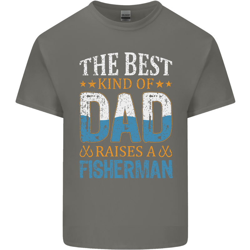 Father's Day Fishing Dad & Son Fisherman Mens Cotton T-Shirt Tee Top Charcoal