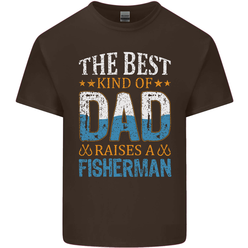 Father's Day Fishing Dad & Son Fisherman Mens Cotton T-Shirt Tee Top Dark Chocolate