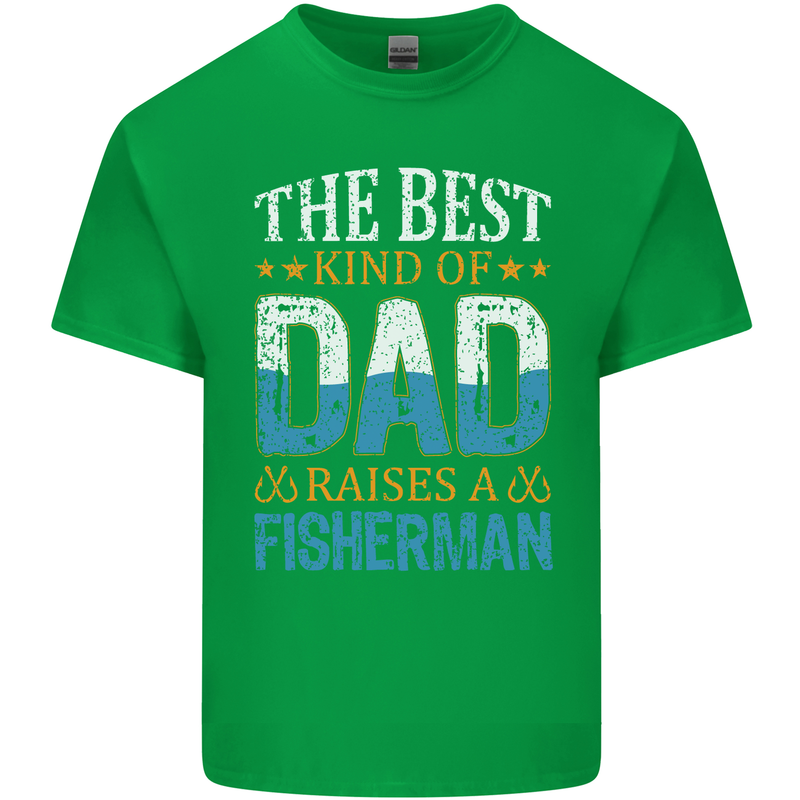 Father's Day Fishing Dad & Son Fisherman Mens Cotton T-Shirt Tee Top Irish Green