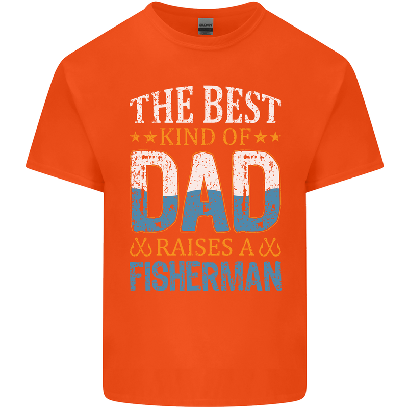 Father's Day Fishing Dad & Son Fisherman Mens Cotton T-Shirt Tee Top Orange