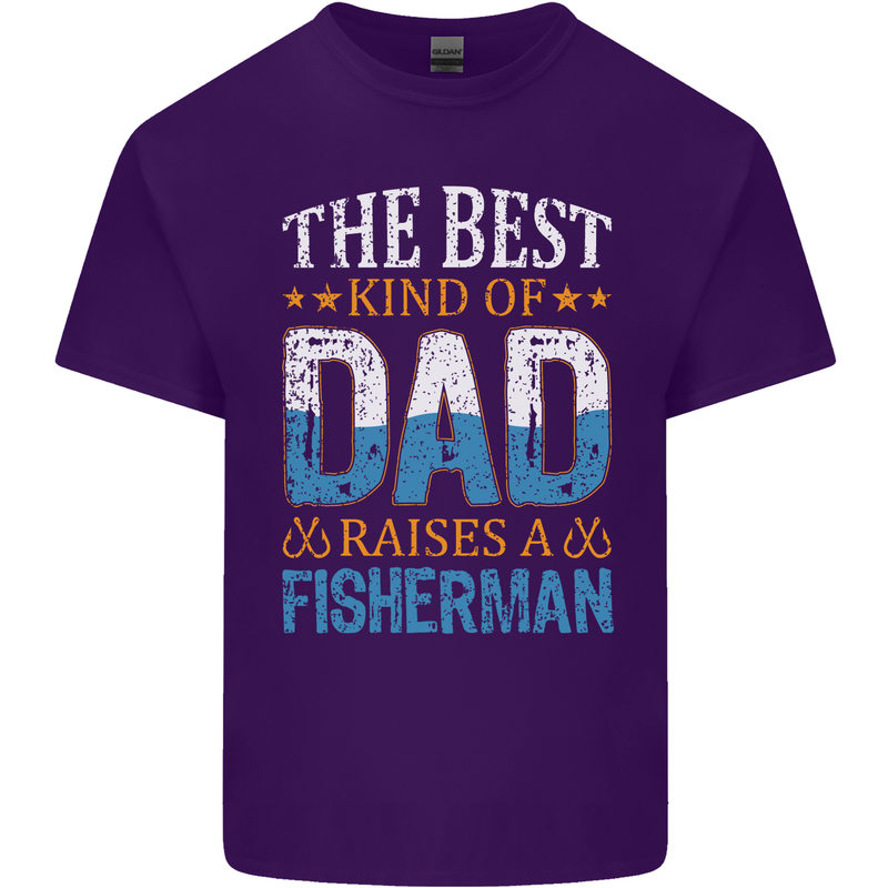 Father's Day Fishing Dad & Son Fisherman Mens Cotton T-Shirt Tee Top Purple