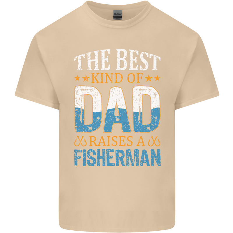 Father's Day Fishing Dad & Son Fisherman Mens Cotton T-Shirt Tee Top Sand