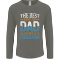 Father's Day Fishing Dad & Son Fisherman Mens Long Sleeve T-Shirt Charcoal