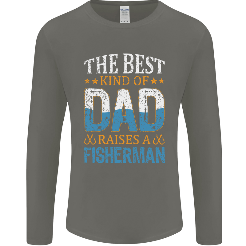 Father's Day Fishing Dad & Son Fisherman Mens Long Sleeve T-Shirt Charcoal