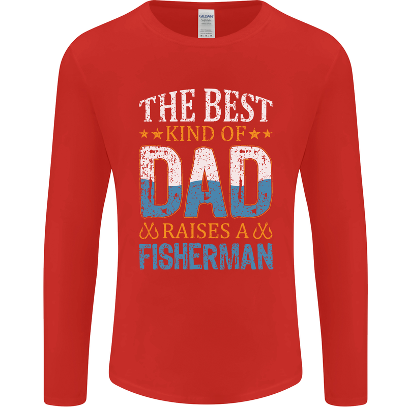 Father's Day Fishing Dad & Son Fisherman Mens Long Sleeve T-Shirt Red