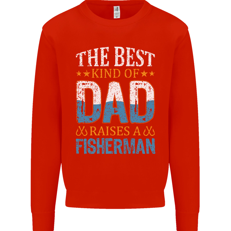 Father's Day Fishing Dad & Son Fisherman Mens Sweatshirt Jumper Bright Red
