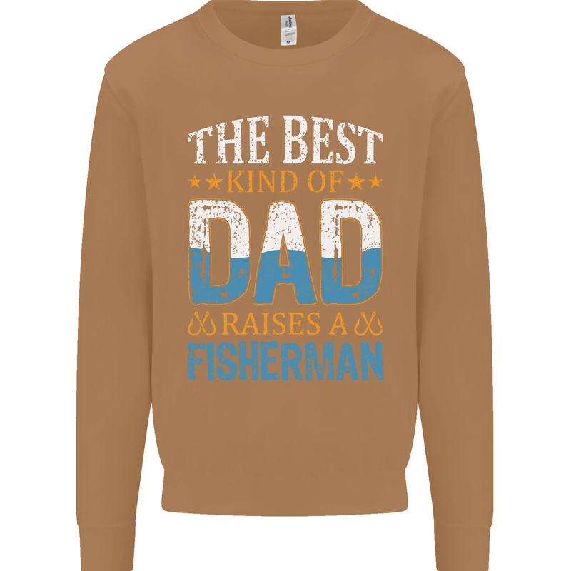 Father's Day Fishing Dad & Son Fisherman Mens Sweatshirt Jumper Caramel Latte