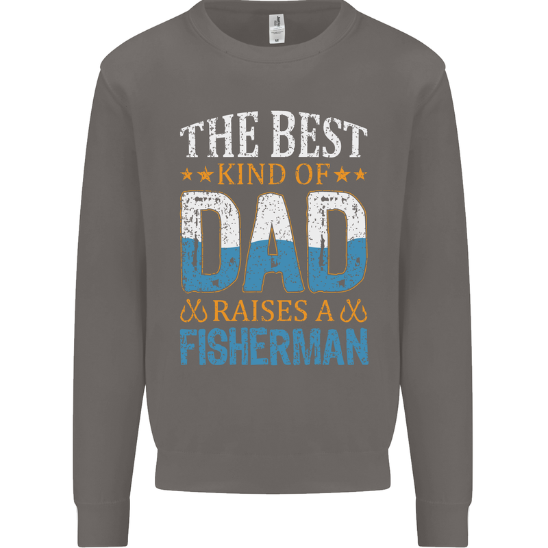 Father's Day Fishing Dad & Son Fisherman Mens Sweatshirt Jumper Charcoal