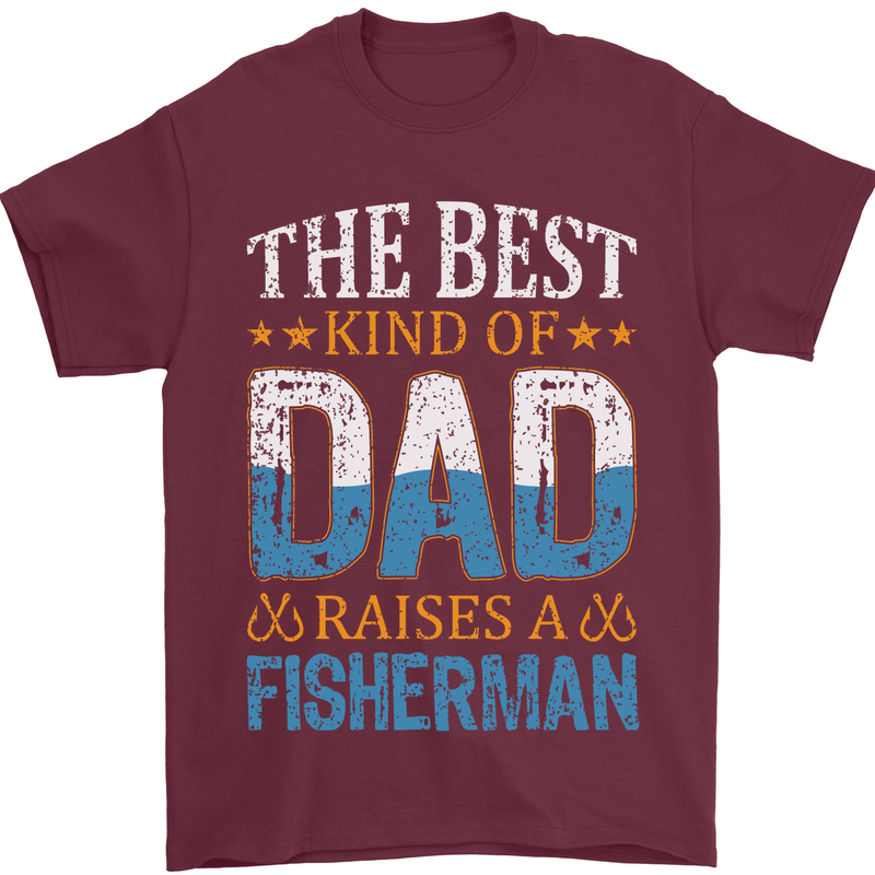 Father's Day Fishing Dad & Son Fisherman Mens T-Shirt Cotton Gildan Maroon