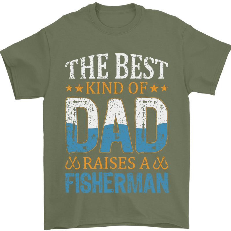 Father's Day Fishing Dad & Son Fisherman Mens T-Shirt Cotton Gildan Military Green