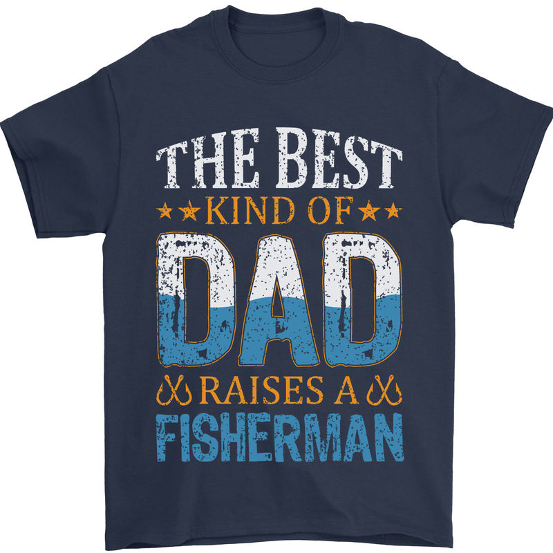 Father's Day Fishing Dad & Son Fisherman Mens T-Shirt Cotton Gildan Navy Blue