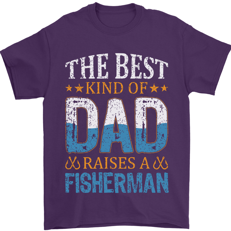 Father's Day Fishing Dad & Son Fisherman Mens T-Shirt Cotton Gildan Purple