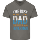 Father's Day Fishing Dad & Son Fisherman Mens V-Neck Cotton T-Shirt Charcoal