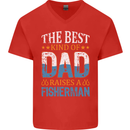 Father's Day Fishing Dad & Son Fisherman Mens V-Neck Cotton T-Shirt Red