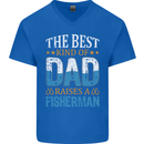Father's Day Fishing Dad & Son Fisherman Mens V-Neck Cotton T-Shirt Royal Blue