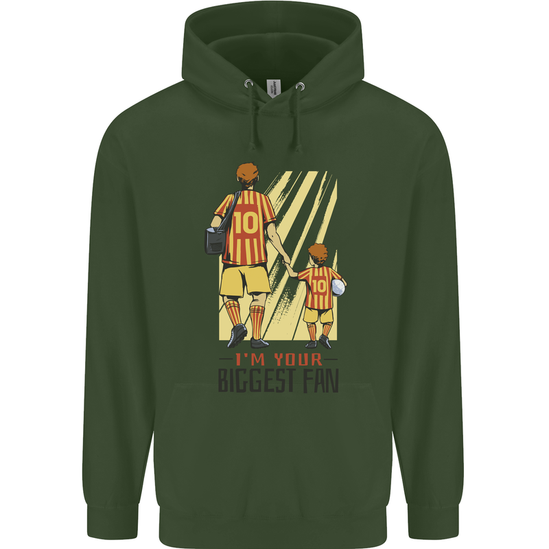 Father's Day Football Dad & Son Daddy Childrens Kids Hoodie Forest Green