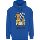 Father's Day Football Dad & Son Daddy Childrens Kids Hoodie Royal Blue