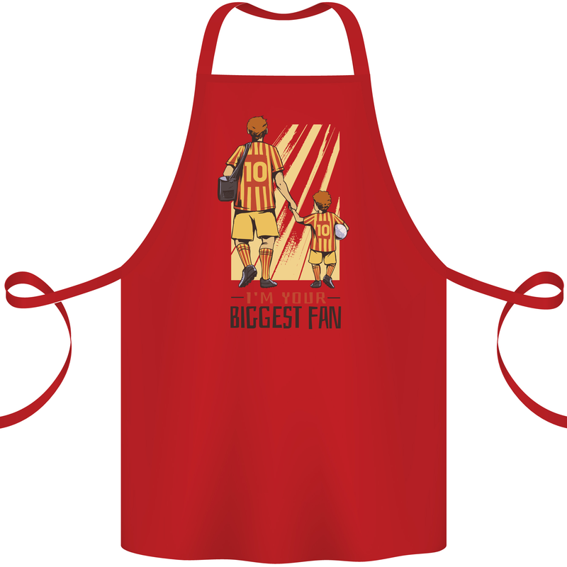 Father's Day Football Dad & Son Daddy Cotton Apron 100% Organic Red