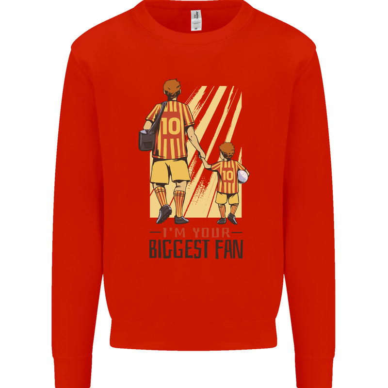Father's Day Football Dad & Son Daddy Kids Sweatshirt Jumper Bright Red