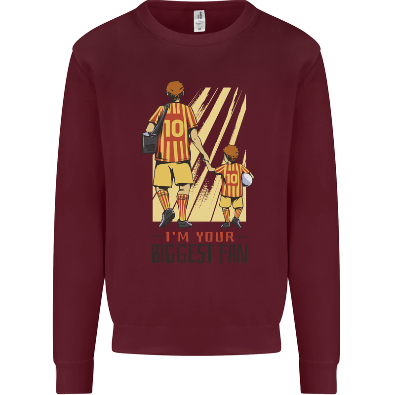 Father's Day Football Dad & Son Daddy Kids Sweatshirt Jumper Maroon