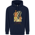 Father's Day Football Dad & Son Daddy Mens 80% Cotton Hoodie Navy Blue