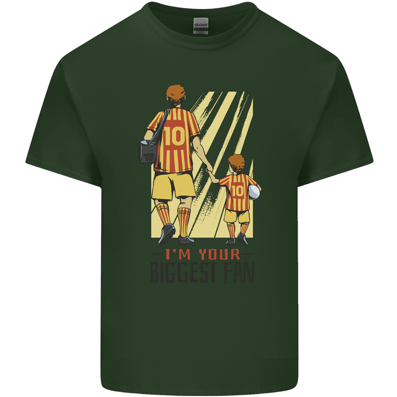Father's Day Football Dad & Son Daddy Mens Cotton T-Shirt Tee Top Forest Green