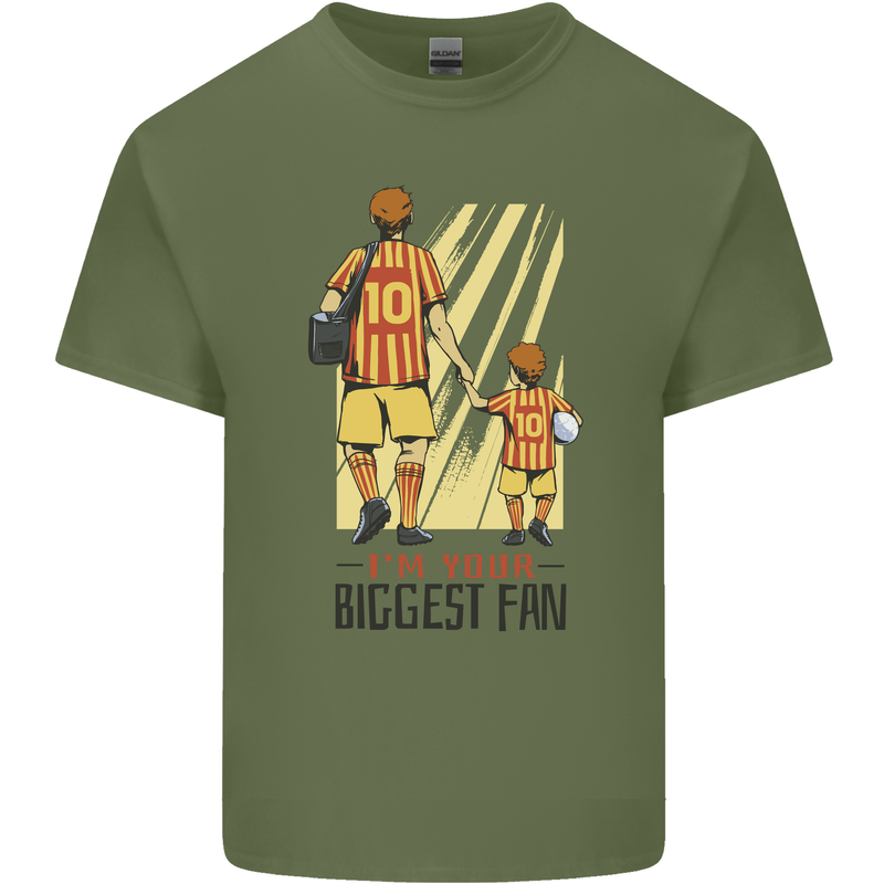 Father's Day Football Dad & Son Daddy Mens Cotton T-Shirt Tee Top Military Green