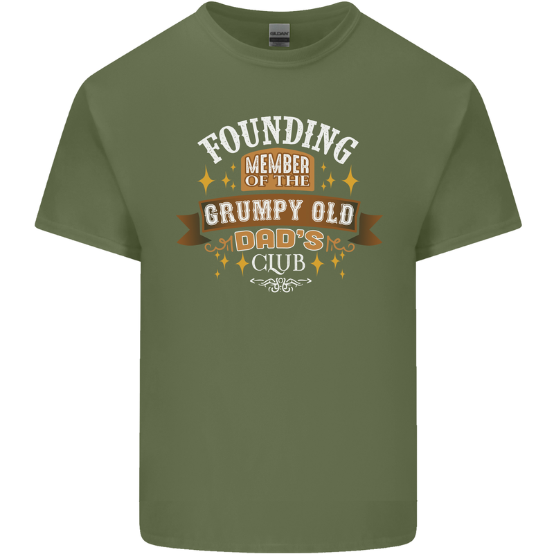 Father's Day Grumpy Old Dad's Club Funny Mens Cotton T-Shirt Tee Top Military Green
