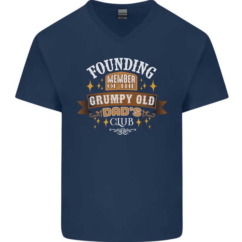 Father's Day Grumpy Old Dad's Club Funny Mens V-Neck Cotton T-Shirt Navy Blue