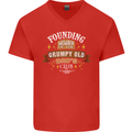 Father's Day Grumpy Old Dad's Club Funny Mens V-Neck Cotton T-Shirt Red
