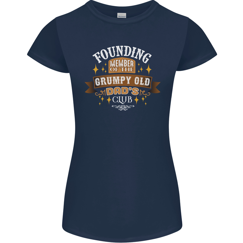 Father's Day Grumpy Old Dad's Club Funny Womens Petite Cut T-Shirt Navy Blue