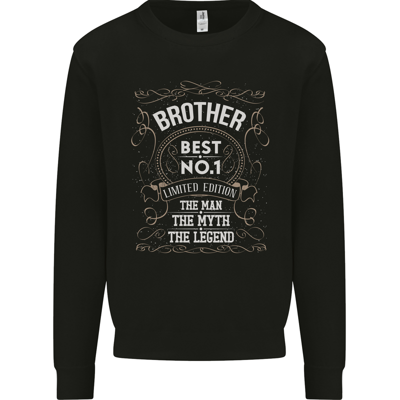 Father's Day No 1 Brother Man Myth Legend Kids Sweatshirt Jumper Black