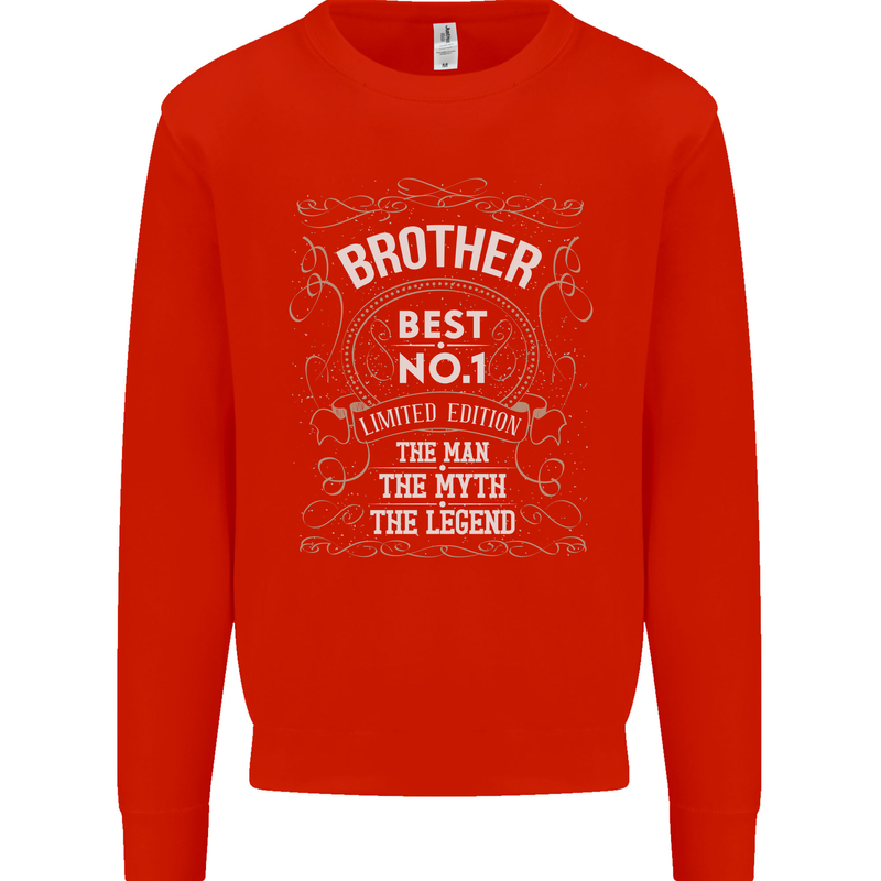 Father's Day No 1 Brother Man Myth Legend Kids Sweatshirt Jumper Bright Red