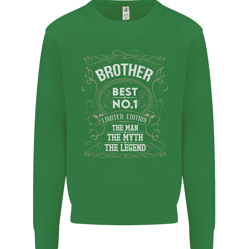 Father's Day No 1 Brother Man Myth Legend Kids Sweatshirt Jumper Irish Green