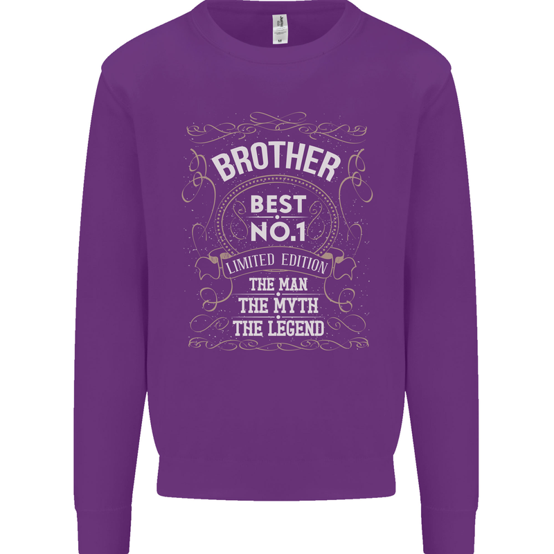 Father's Day No 1 Brother Man Myth Legend Kids Sweatshirt Jumper Purple