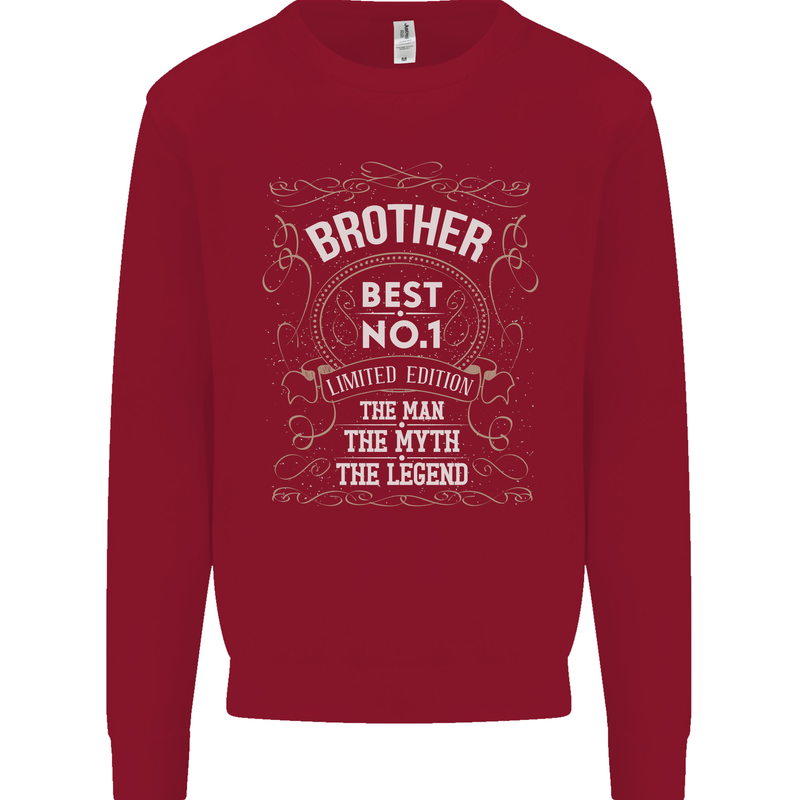 Father's Day No 1 Brother Man Myth Legend Kids Sweatshirt Jumper Red