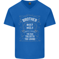 Father's Day No 1 Brother Man Myth Legend Mens V-Neck Cotton T-Shirt Royal Blue